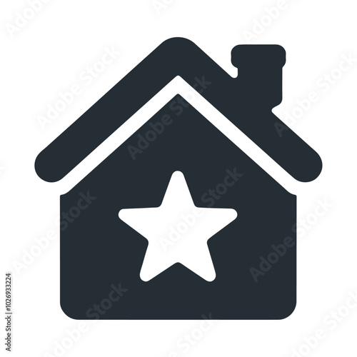 Black silhouette home with star vector icon design