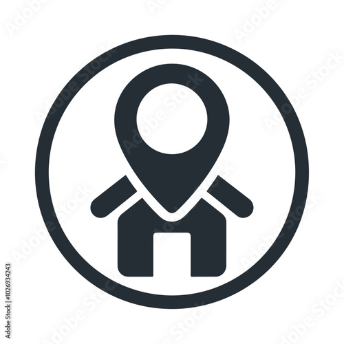 Black silhouette home with location vector icon design