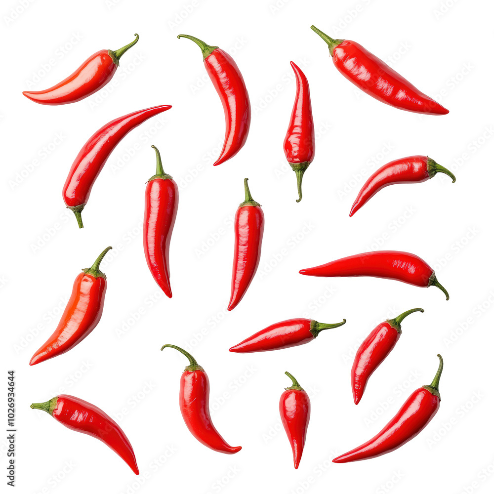 Bold Red Chili Peppers on White Background Isolate on a White Background Transparent Background Bold Red Chili Peppers on White Background Isolate on a White Background Transparent Background