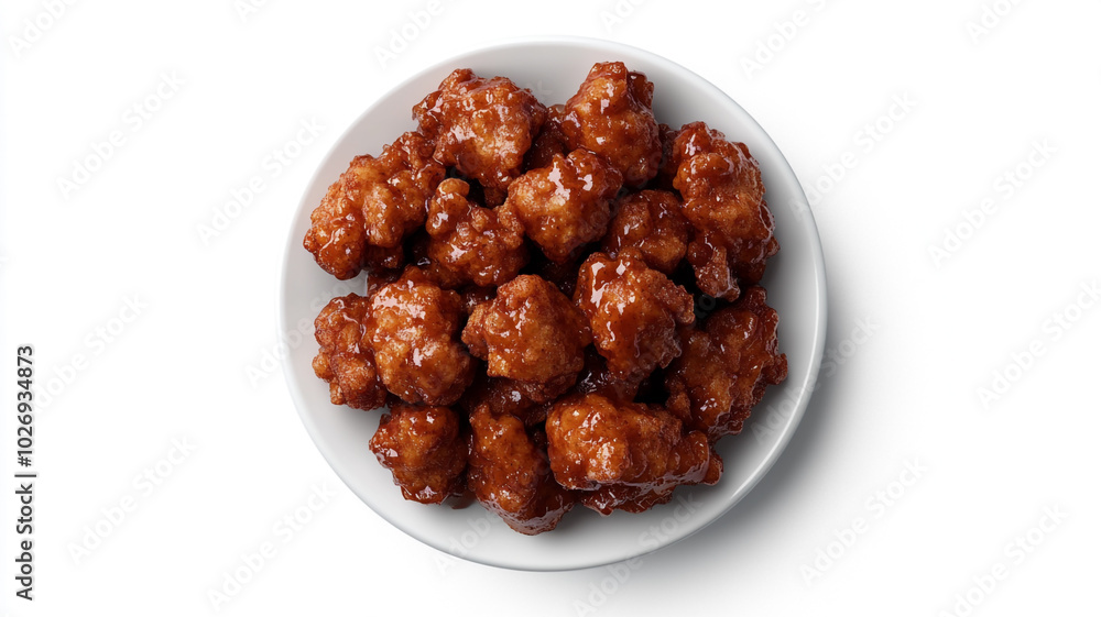 Delicious crispy sweet and sour chicken served in a bowl ready for a satisfying meal Delicious crispy sweet and sour chicken served in a bowl ready for a satisfying meal