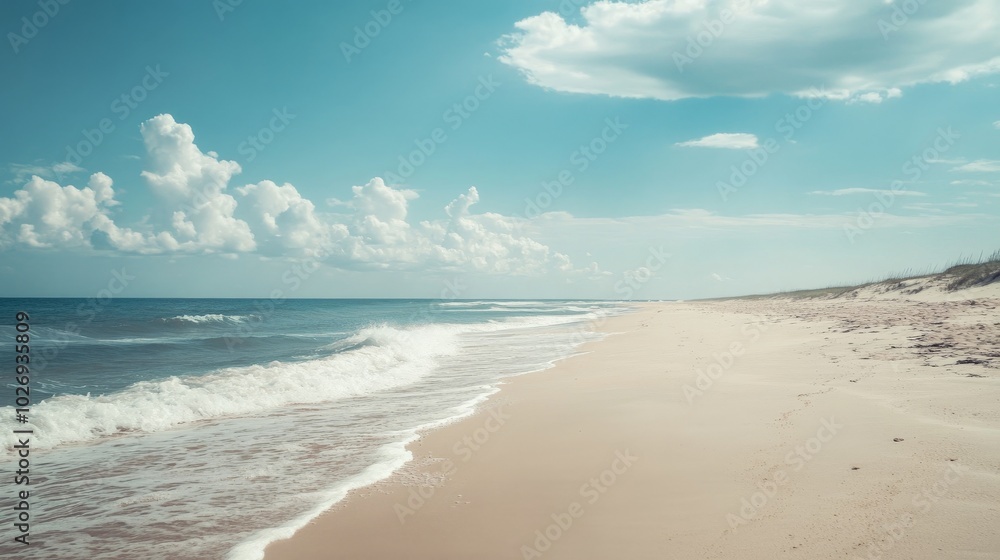 Serene Coastal Tranquility: A Picturesque Beach Landscape Serene Coastal Tranquility: A Picturesque Beach Landscape