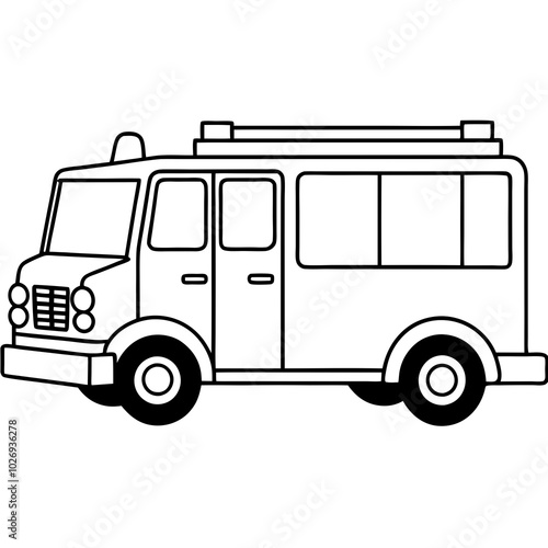 fire engine line art
vector illustration on a white background
