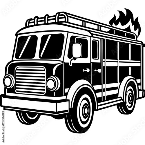 fire engine silhouette 
vector illustration on a white background
