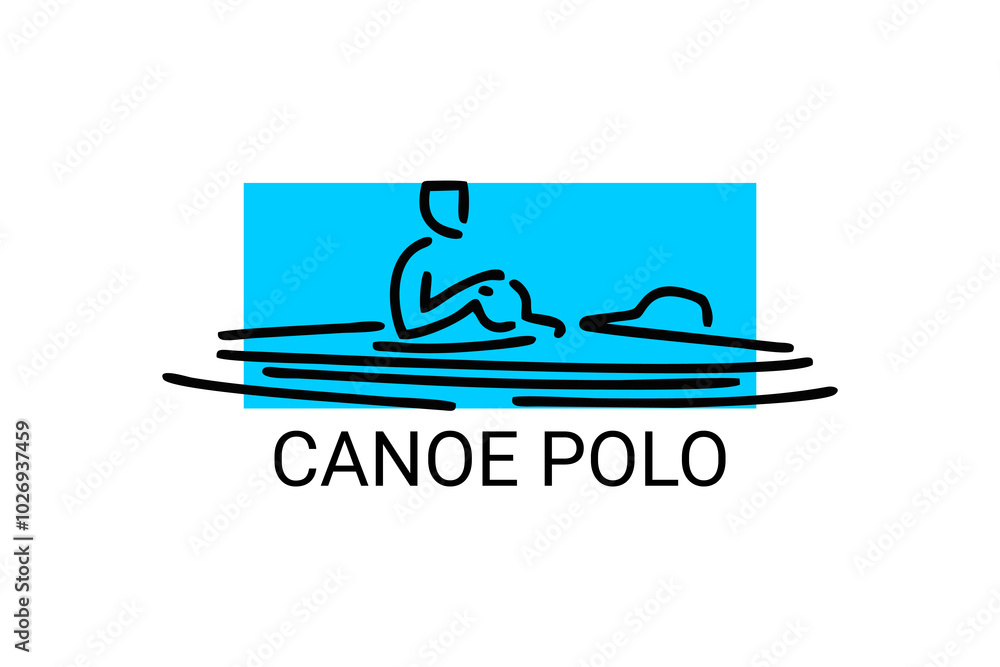 canoe polo vector line icon. play polo by paddling a canoe. sport pictogram illustration. canoe polo vector line icon. play polo by paddling a canoe. sport pictogram illustration.