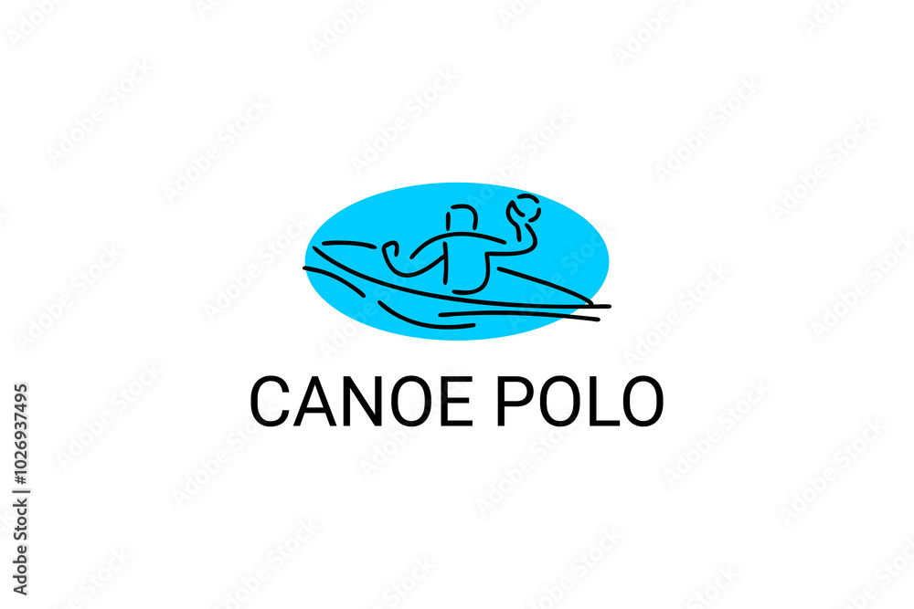 canoe polo vector line icon. play polo by paddling a canoe. sport pictogram illustration. canoe polo vector line icon. play polo by paddling a canoe. sport pictogram illustration.