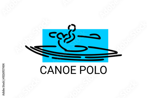 canoe polo vector line icon. play polo by paddling a canoe. sport pictogram illustration.