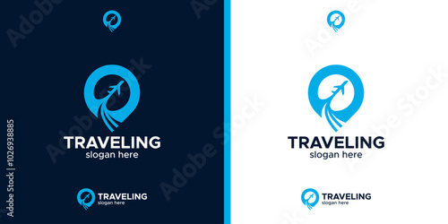 Travel agency logo design. Travel logo. Pin logo. Location on map logo concept design graphic symbol icon vector