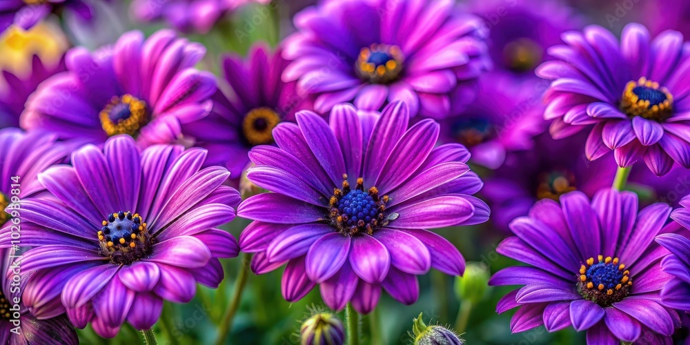 Fototapeta premium Close-up of vibrant purple flowers creating a beautiful floral background, purple, flowers, close-up, vibrant, beauty, floral