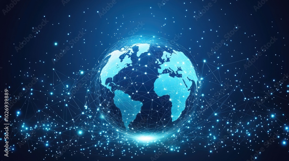 A glowing digital globe with interconnected lines and flowing data, illustrating global internet communication and network expansion. A glowing digital globe with interconnected lines and flowing data, illustrating global internet communication and network expansion.