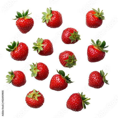 Fresh Vibrant Red Strawberries Isolated on Black Background Isolate on a White Background Transparent Background