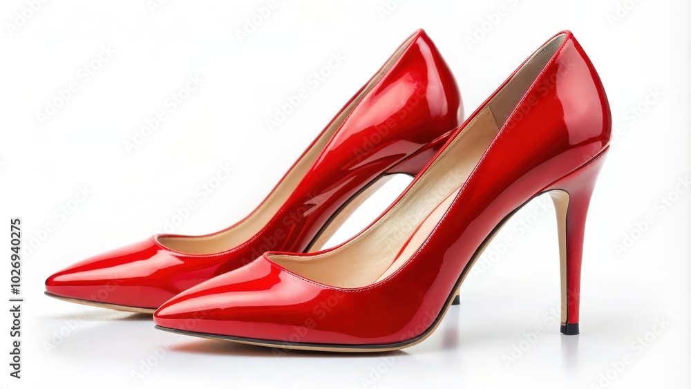 Red high heels shoes with shiny patent leather and pointed toe , fashion, footwear, stiletto, elegance, glamour, feminine Red high heels shoes with shiny patent leather and pointed toe , fashion, footwear, stiletto, elegance, glamour, feminine