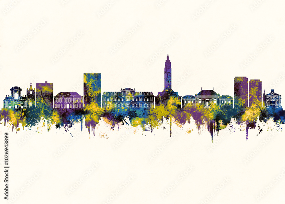 Fototapeta premium Le Havre City Skyline. Cityscape Skyscraper Buildings Landscape City Architecture Business View Building Corporate Abstract Landmarks Travel Downtown Background Modern Art
