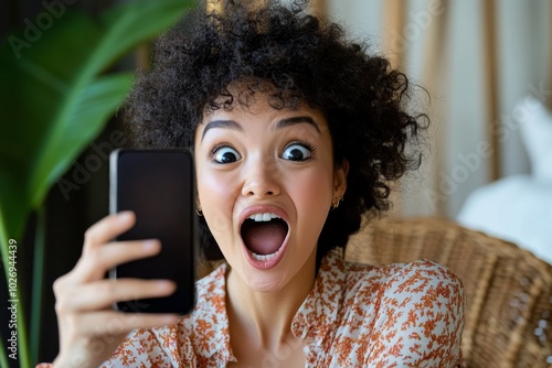 Person making a silly face in front of the mirror, contorting their features in exaggerated expressions while preparing to send a funny selfie to friends