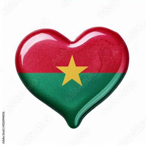 ブルキナファソの国旗のハート(Heart from liquid Burkina Faso flag on white.)
 photo