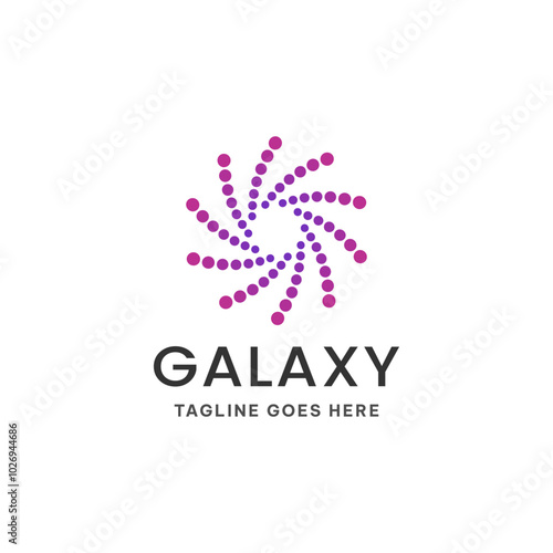 Galaxy logo in simple style with interpolated dots. Abstract space shape for logo, icon, etc.