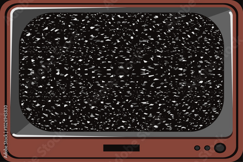 Retro TV background with trendy White Noise on the screen. Vector vintage TV screen background template design. Telly backdrop can used web discord banner EPS 10