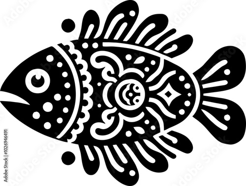 Fish Solid silhouette Logo in the Mexican style

