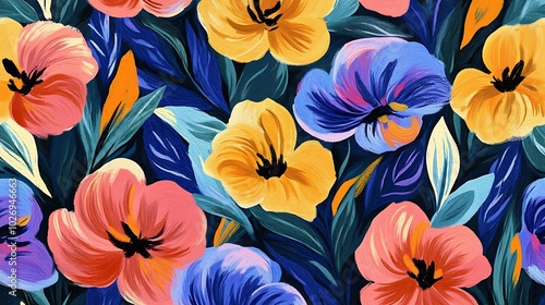 Wallpaper Mural An abstract bright floral pattern Torontodigital.ca