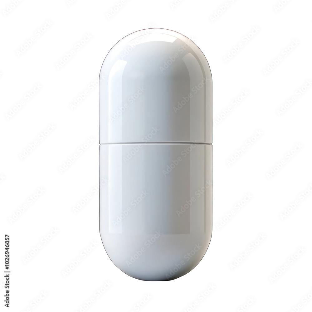 White pill capsule isolated on transparent background White pill capsule isolated on transparent background