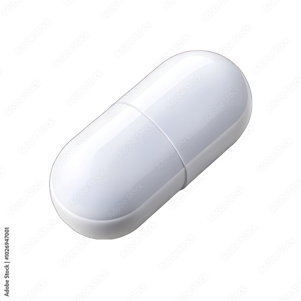White pill capsule isolated on transparent background White pill capsule isolated on transparent background