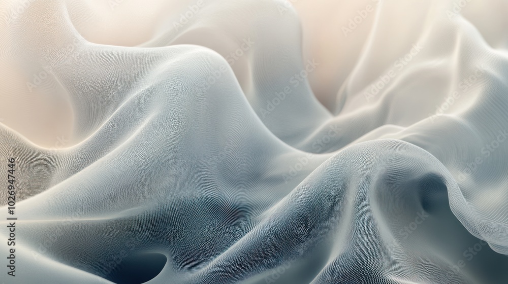 Fototapeta premium A 3D digital wallpaper with dynamic flowing waves and soft, curving lines that give a sense of movement and energy.