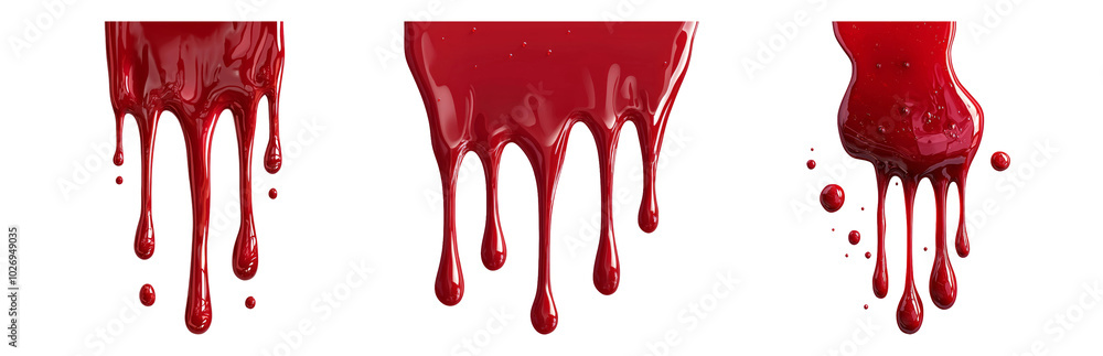 Dripping Red Liquid on Isolated Backgrounds Isolated on Transparent Background Dripping Red Liquid on Isolated Backgrounds Isolated on Transparent Background