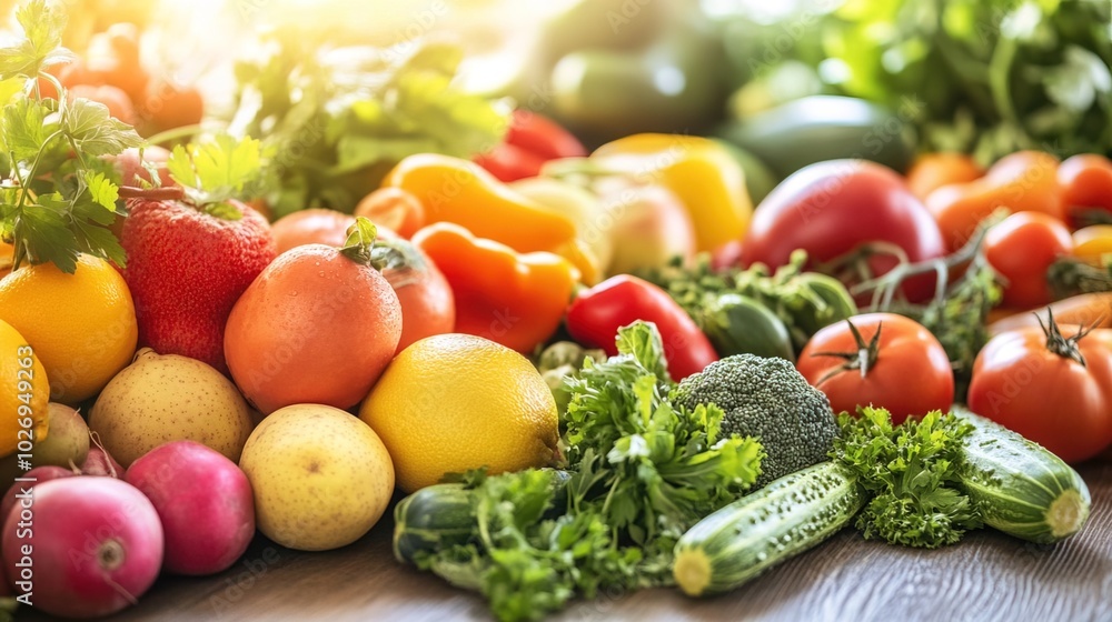 Close-up of vibrant fresh vegetables and fruits on wooden table, symbolizing healthy blood pressure foods, emphasizing natural nutrition and wellness. Close-up of vibrant fresh vegetables and fruits on wooden table, symbolizing healthy blood pressure foods, emphasizing natural nutrition and wellness.
