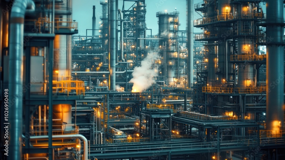 A large industrial plant factory with towering machinery and busy production lines, highlighting the scale and complexity of modern manufacturing. A large industrial plant factory with towering machinery and busy production lines, highlighting the scale and complexity of modern manufacturing.