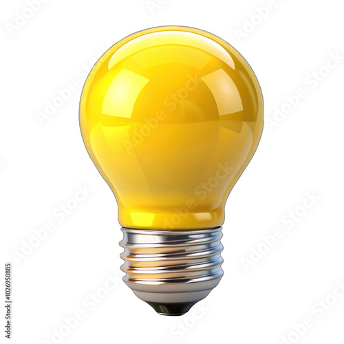 Yellow Light bulb 3d isolated on transparent background