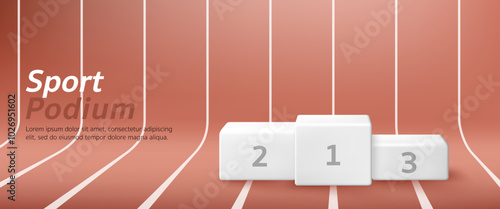 3D sport display geometric step stand podium banner. Winner of the competition and track run for sport store, shoes and clothes shop, online discount promotion sale, olympic, social media web post