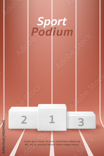 3D sport display geometric step stand podium banner. Winner of the competition and track run for sport store, shoes and clothes shop, online discount promotion sale, olympic, social media web post