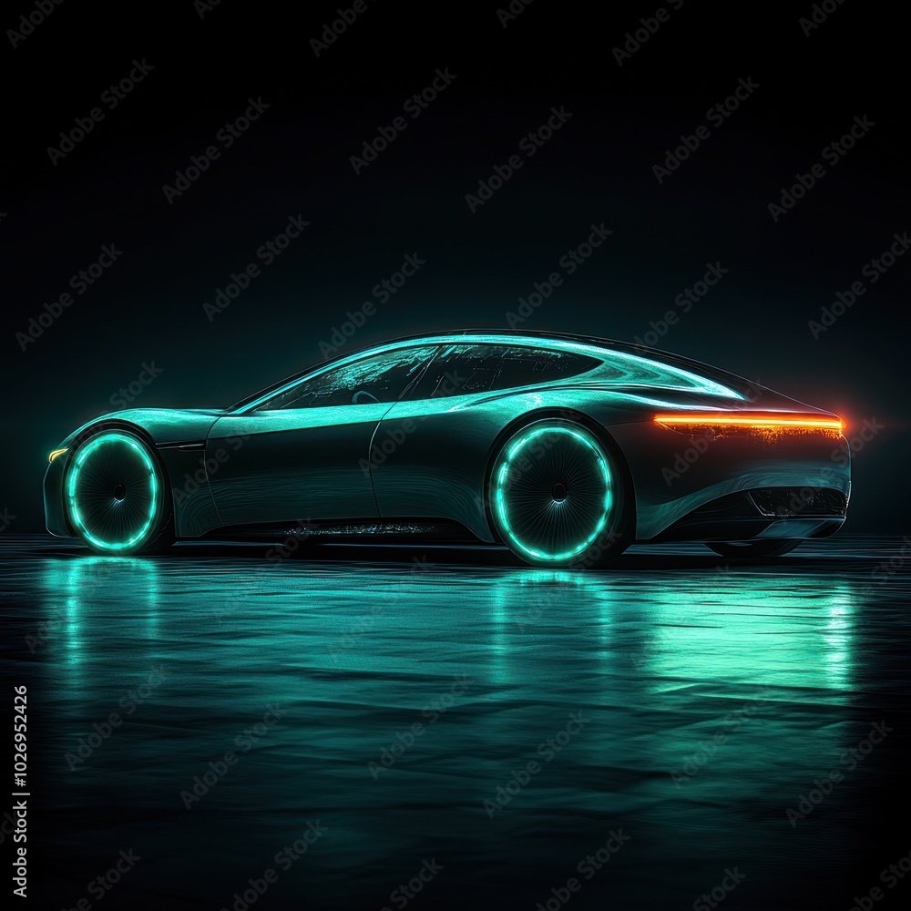 Futuristic Car with Neon Lights Futuristic Car with Neon Lights