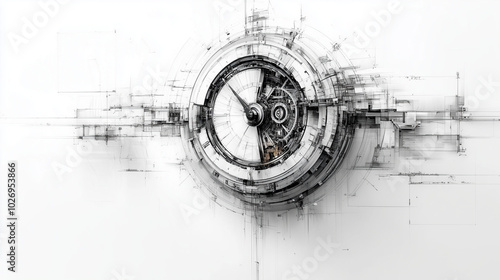 clock on blueprint photo