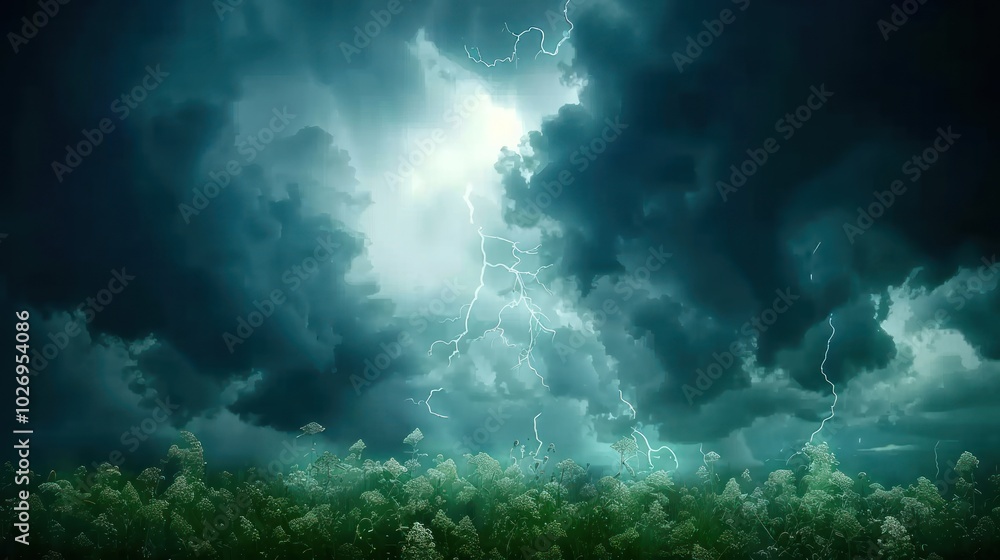 A Thunderstorm Over a Field of Wildflowers A Thunderstorm Over a Field of Wildflowers