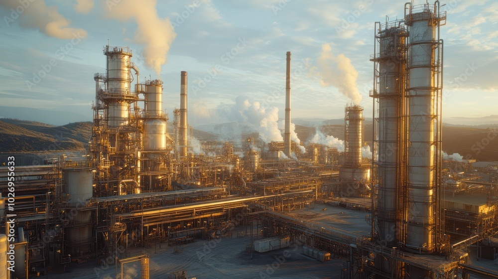 The exterior of an industrial plant, with large chimneys, steel structures, and sprawling grounds, highlighting the facility's scale. The exterior of an industrial plant, with large chimneys, steel structures, and sprawling grounds, highlighting the facility's scale.