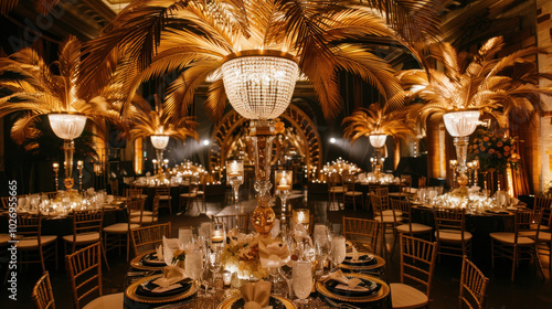 Obraz na płótnie A Great Gatsby-themed wedding with art deco decor, gold accents, and a roaring 1920s-inspired celebration. w salonie
