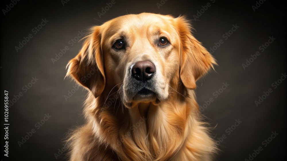 Stunning close-up of a golden retriever with a shiny coat, dog, pet, animal, canine, adorable, furry, beautiful, purebred Stunning close-up of a golden retriever with a shiny coat, dog, pet, animal, canine, adorable, furry, beautiful, purebred