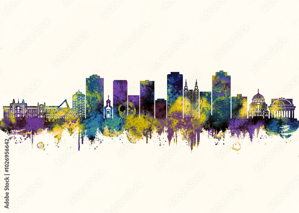Fototapeta premium Novosibirsk City Skyline. Cityscape Skyscraper Buildings Landscape City Downtown Background Modern Art Architecture Business View Building Corporate Abstract Landmarks Travel