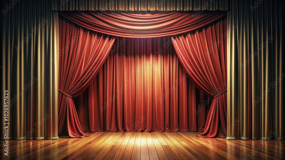 custom made wallpaper toronto digitalAiry theater curtain in modern colors frames an empty center on stage, theater, curtain, modern, colors, empty, stage