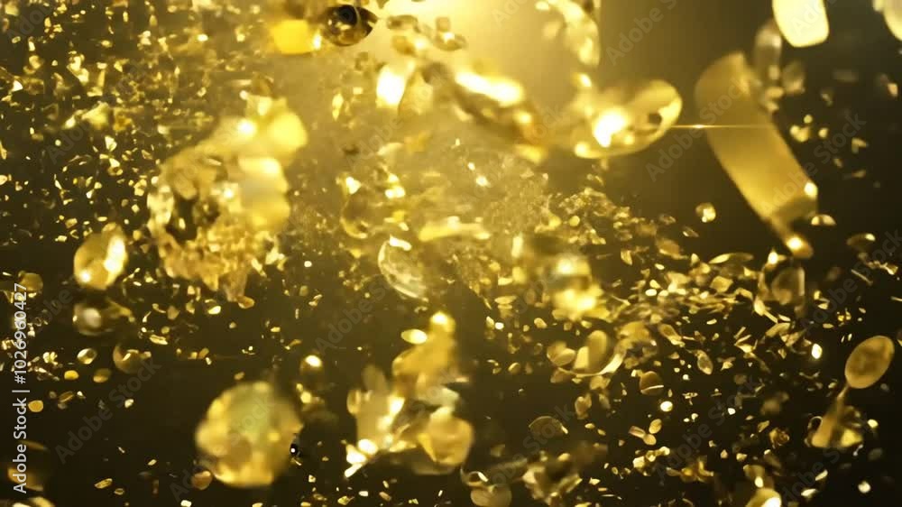 4K 3d Gold Confetti Animation on black Screen.
4K 3d Gold Confetti Animation on black Screen.