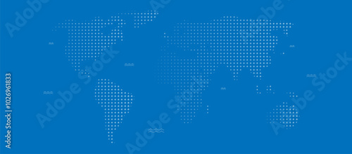 Abstract dotted world map on blue background