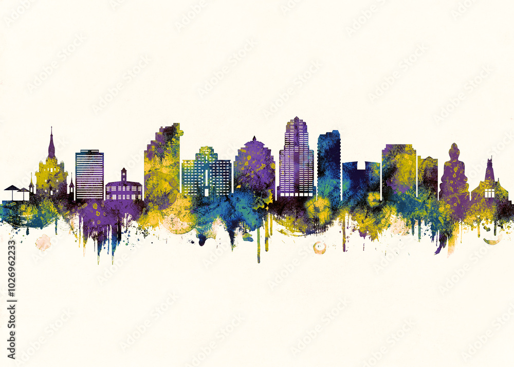 Obraz premium Phuket Thailand City Skyline. Cityscape Skyscraper Buildings Landscape City Downtown Background Modern Art Architecture Business View Building Corporate Abstract Landmarks Travel