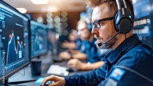 Diverse Security Analyst Team Strategizing in Advanced Technology Command Center