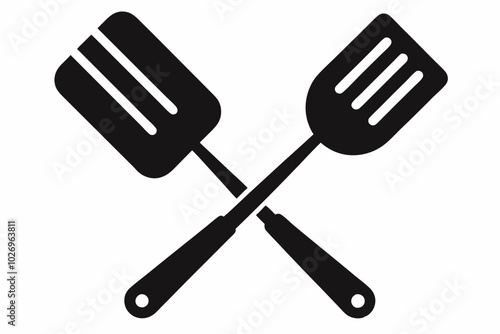 Grill fork and spatula tool icon vector. Barbecue symbol silhouette vector