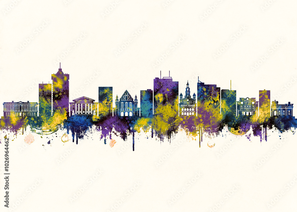 Fototapeta premium Poznan City Skyline. Cityscape Skyscraper Buildings Landscape City Downtown Background Modern Art Architecture Business View Building Corporate Abstract Landmarks Travel