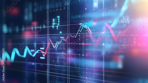 Close-up digital screen showing line graph with upward and downward trends, symbolizing cancer research progress and setbacks, medical charts and scientific symbols in background