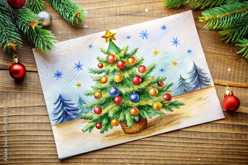 christmas background with christmas tree and decorations