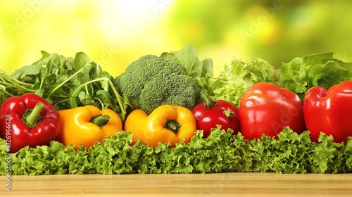 Close-up of vibrant fresh vegetables and fruits on wooden table, symbolizing healthy blood pressure foods, emphasizing natural nutrition and wellness.