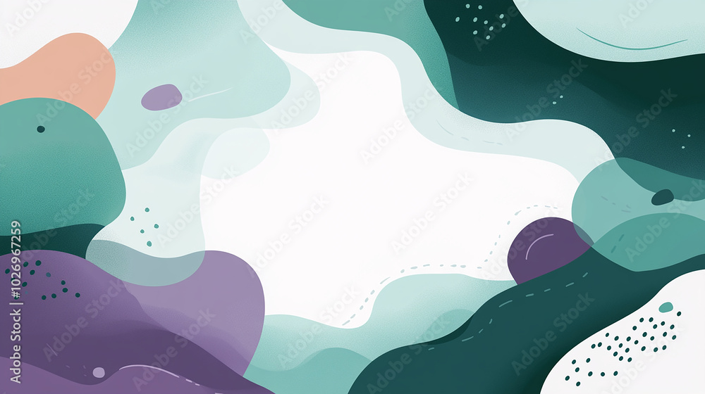 Abstract background with green, purple, and blue fluid shapes on white background. Abstract background with green, purple, and blue fluid shapes on white background.