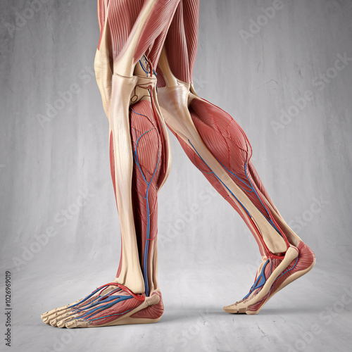 Exploring the Human Anatomy: A Detailed View of the Muscular and Skeletal Structure of the Leg and Foot photo